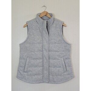 CROFT & BARROW Quilted Vest FLEECE LINED Zip Front w Snap Womens Size Large Gray